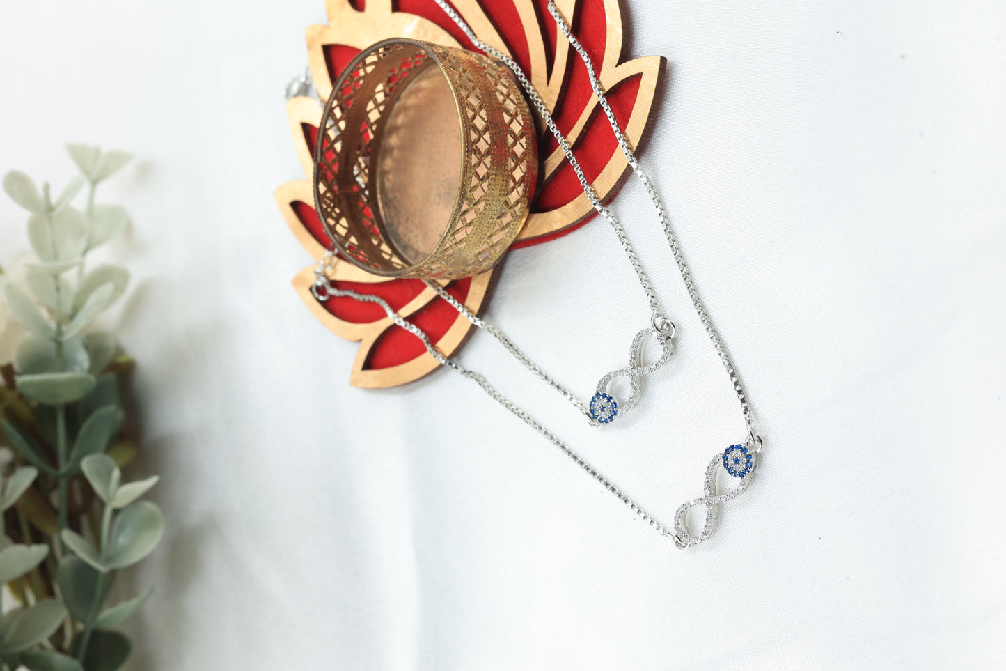 Infinity Evil Eye Anklet | Blue CZ Infinity Design Payal | 925 Hallmarked Sterling Silver Anklet |