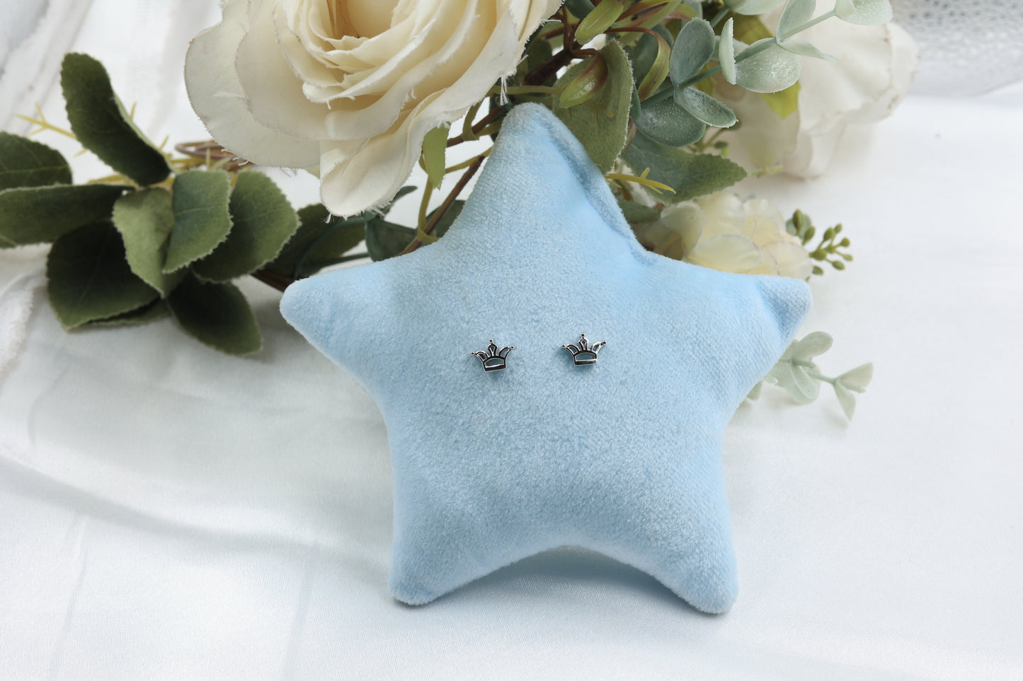 Mini Crown Silver Stud Earrings | 925 Sterling Silver Hallmarked