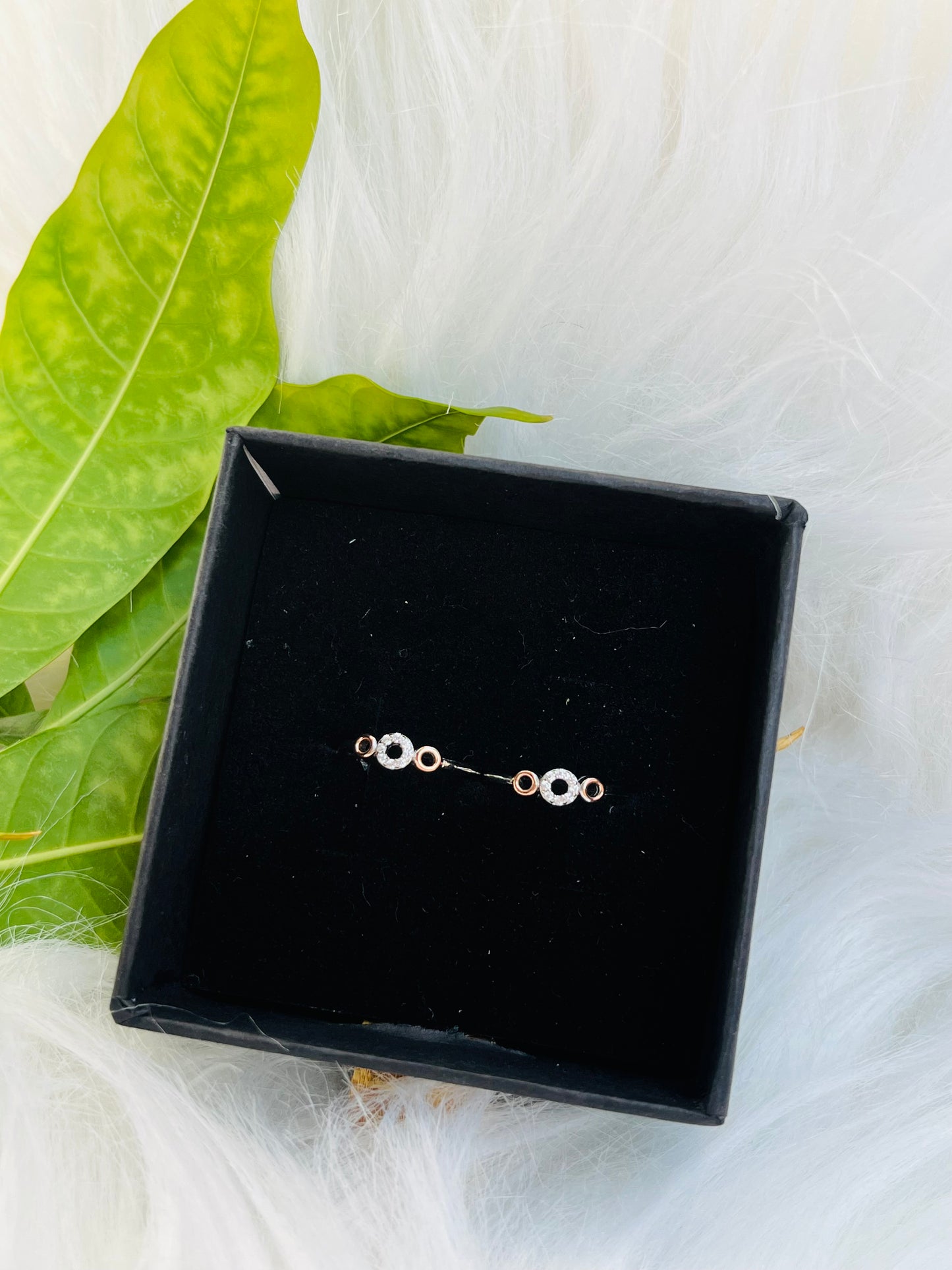 Dual Circle Rose Gold Accent Silver Toe Ring | 925 Silver Hallmarked Adjustable Bichhiya
