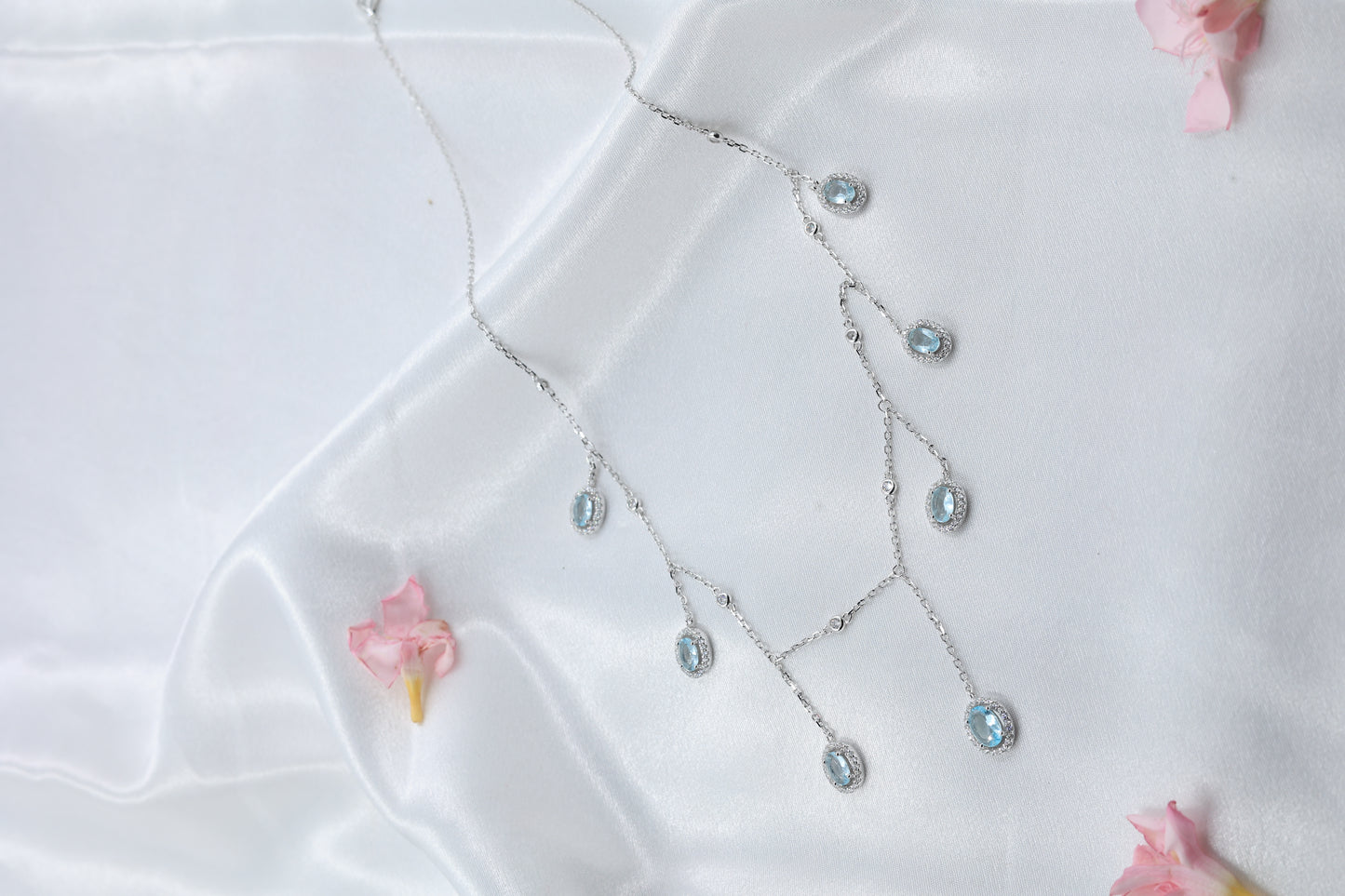 Sky Blue CZ Drop Necklace | 925 Sterling Silver Hallmarked