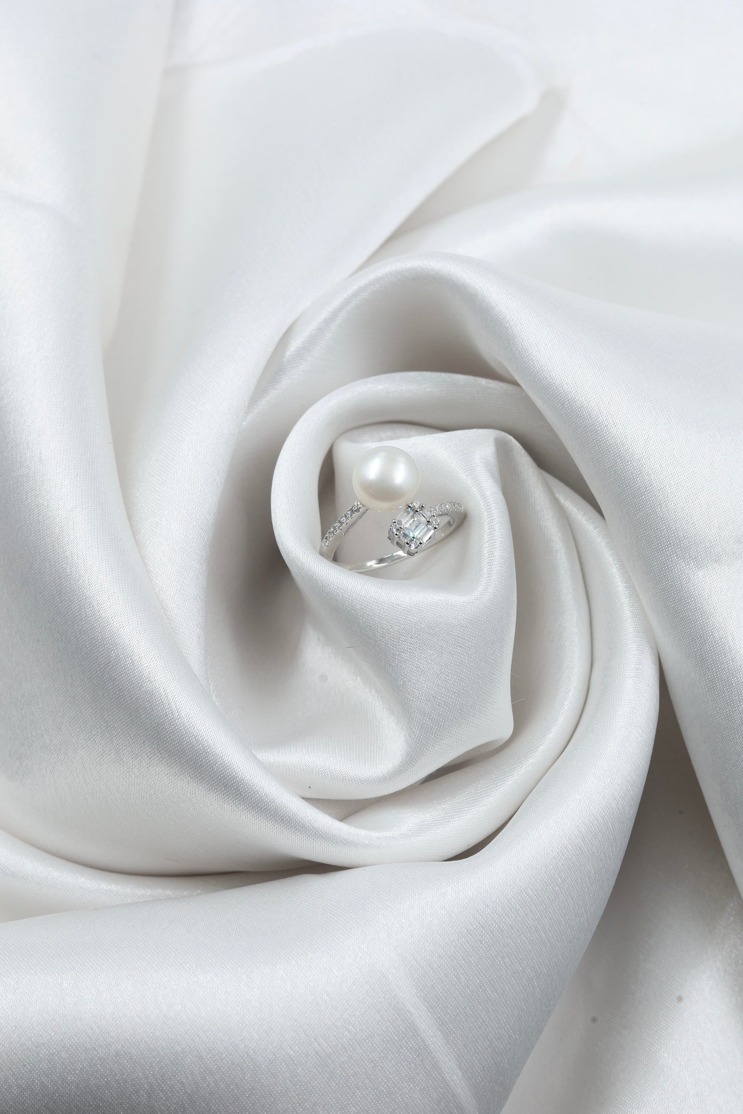 Silver 925 Pearl Stone Ring | Elegant Adjustable Silver Ring | Hallmarked Silver Jewellery