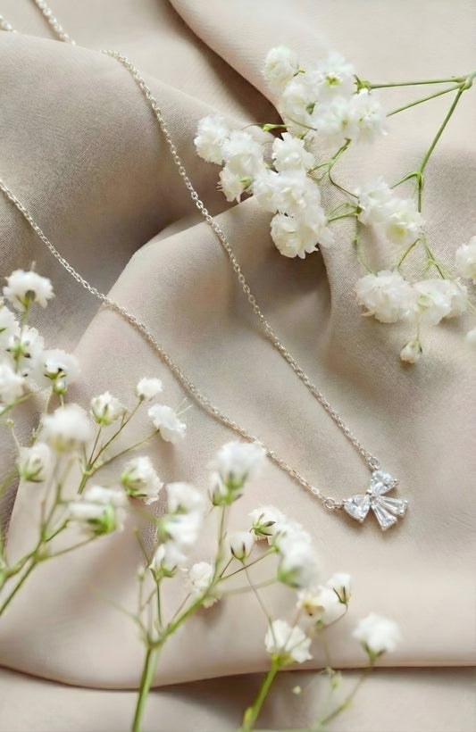Elegant Bow Silver Pendant Necklace | 925 Hallmarked Sterling Silver Jewellery