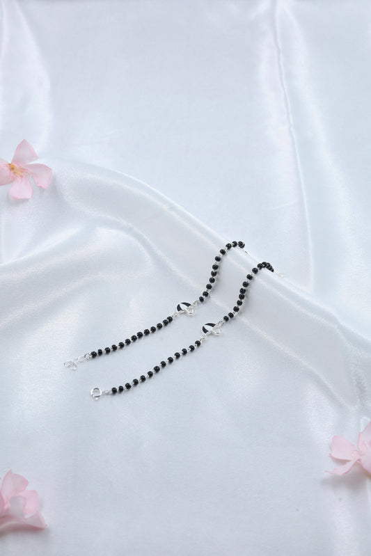 Cute Umbrella Kids Bracelet | 925 Hallmarked Silver Black Beads Nazariya