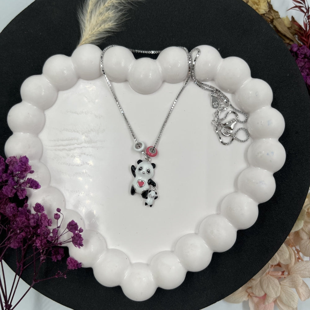 Panda Love Charm Pendant Necklace | 925 Hallmarked Silver Chain