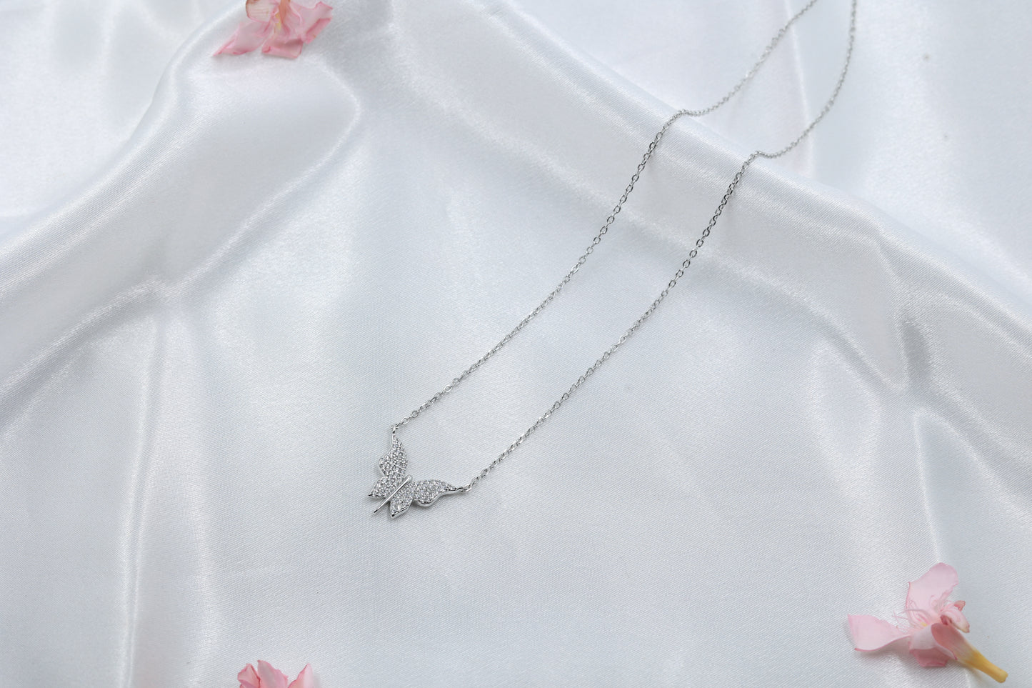 Sparkling Butterfly Pendant Necklace | 925 Sterling Silver Hallmarked