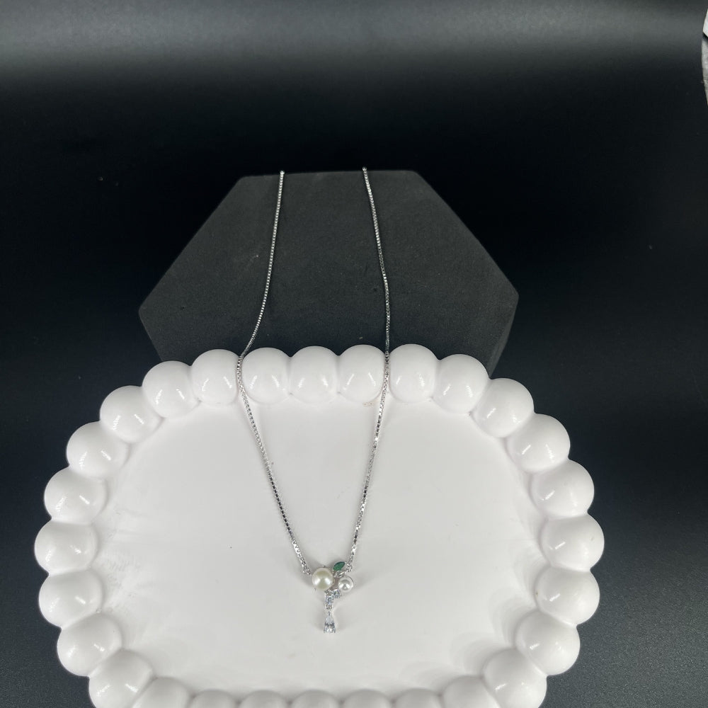 Elegant Pearl Drop Charm Pendant Necklace | 925 Hallmarked Silver