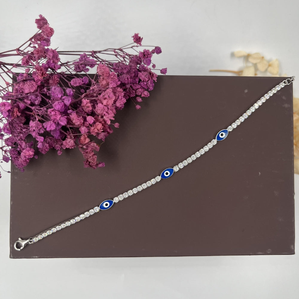 Evil Eye Tennis Bracelet | 925 Silver Hallmarked Bracelet