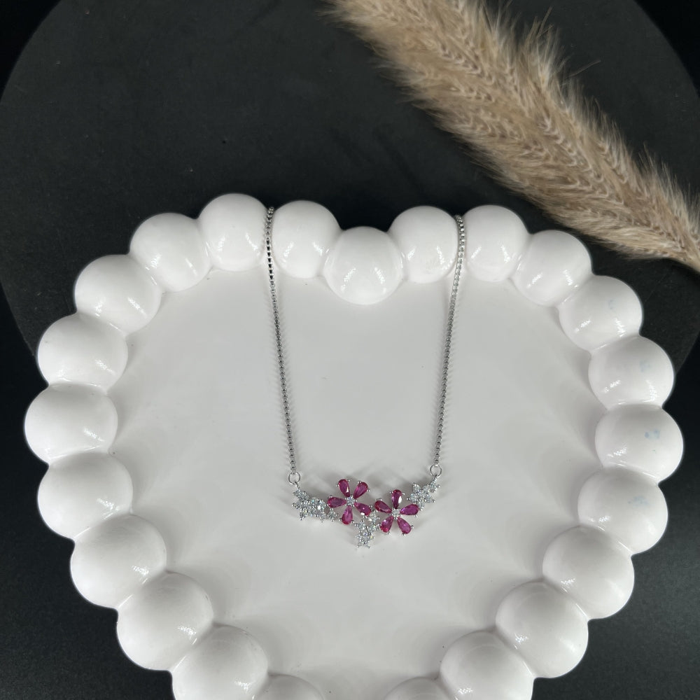Blooming Pink Floral Pendant Necklace | 925 Hallmarked Silver