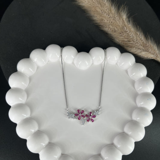 Blooming Pink Floral Pendant Necklace | 925 Hallmarked Silver