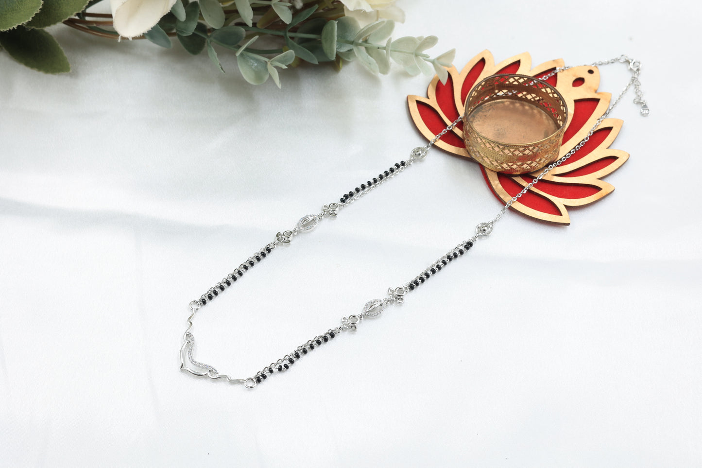 Classic Silver Mangalsutra Chain for Women | 925 Hallmarked Silver Black Beads