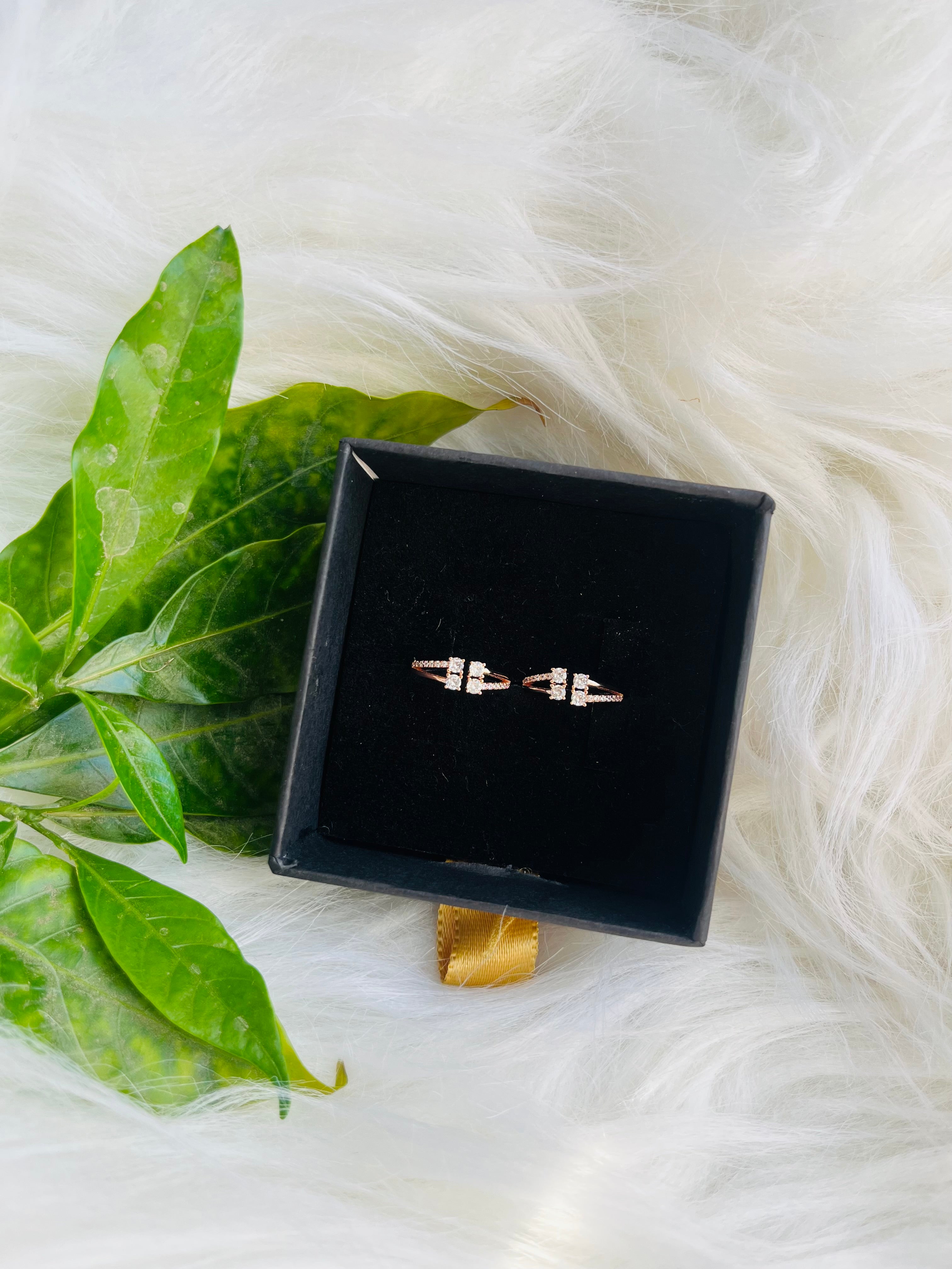 Rose Gold CZ Silver Toe Ring | 925 Silver Hallmarked Adjustable Bichhiya