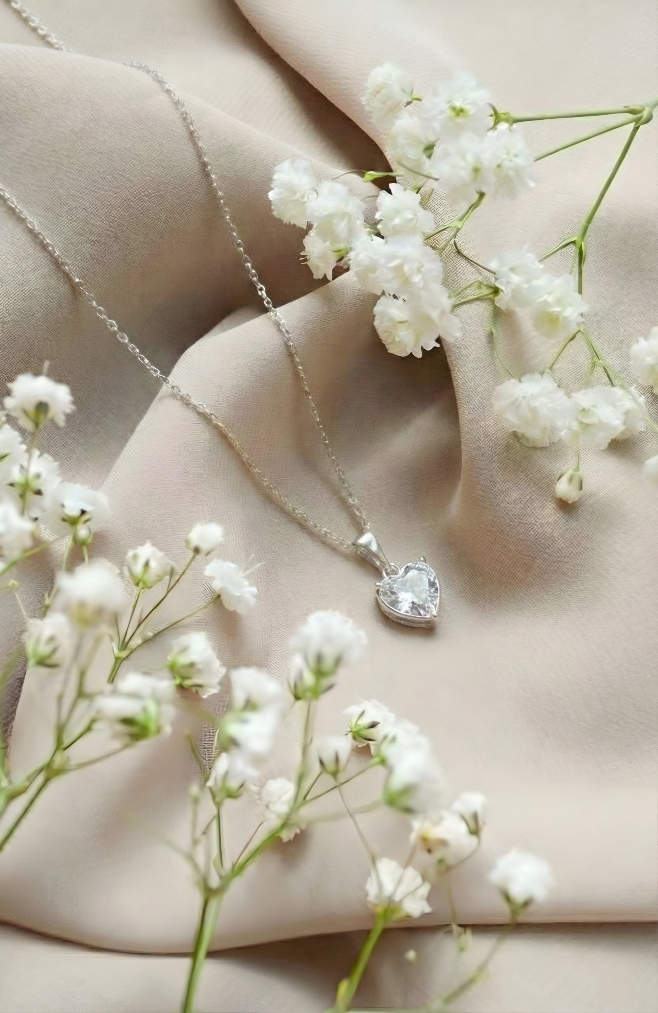 Heart Crystal Silver Pendant Necklace | 925 Hallmarked Sterling Silver Chain