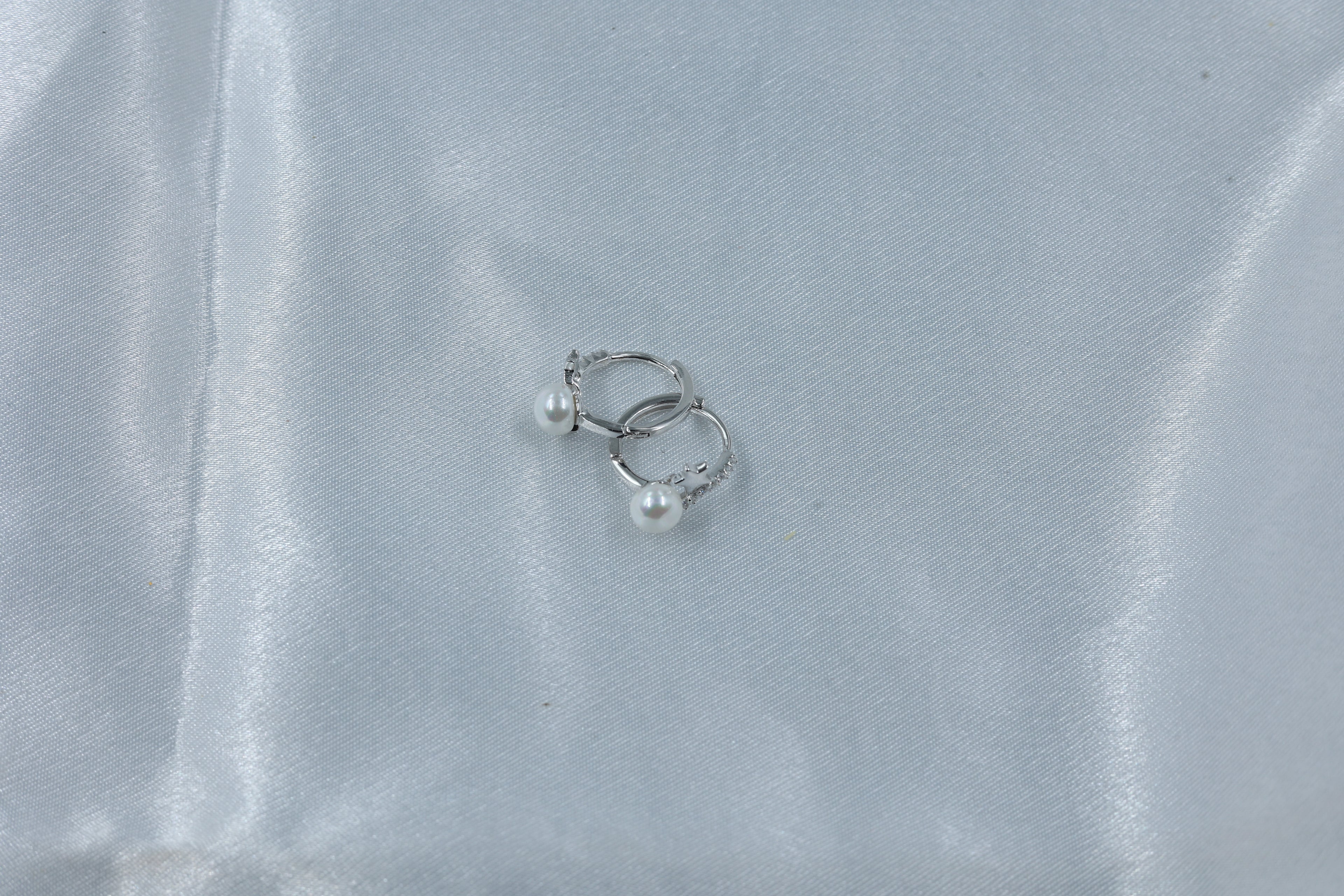 Pearl Silver Baliyan | Minimal Hoop Earrings | 925 Sterling Silver Hallmarked