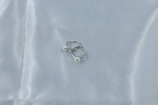 Pearl Silver Baliyan | Minimal Hoop Earrings | 925 Sterling Silver Hallmarked