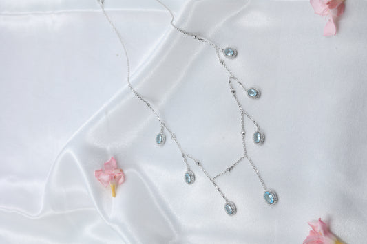 Sky Blue CZ Drop Necklace | 925 Sterling Silver Hallmarked