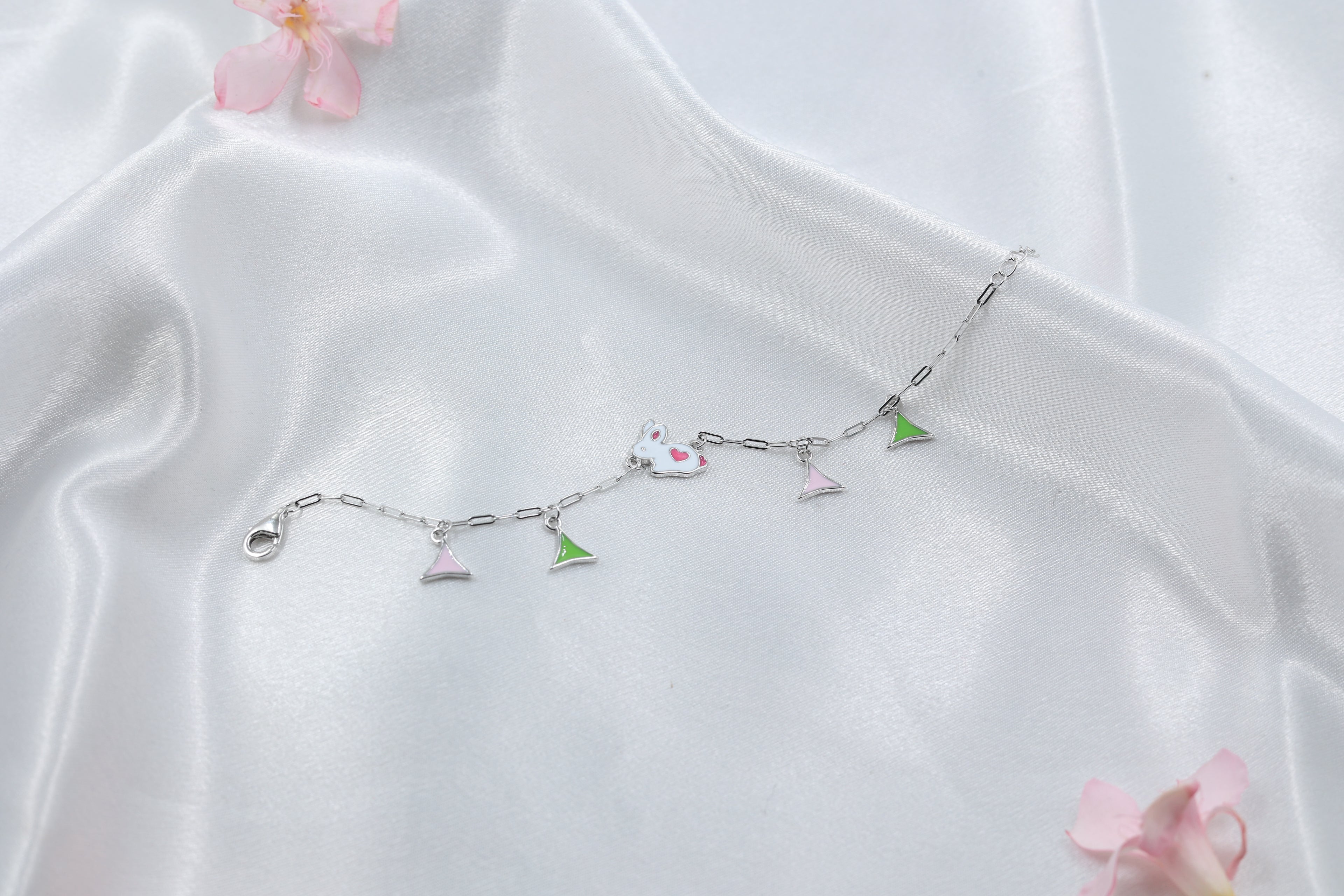 Cute Bunny Kids Bracelet | 925 Hallmarked Silver Adjustable Chain