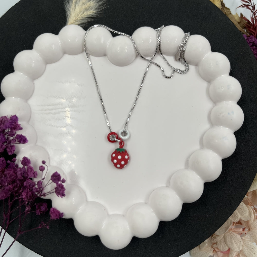 Strawberry Premium Charm Pendant Necklace | 925 Hallmarked Silver Chain