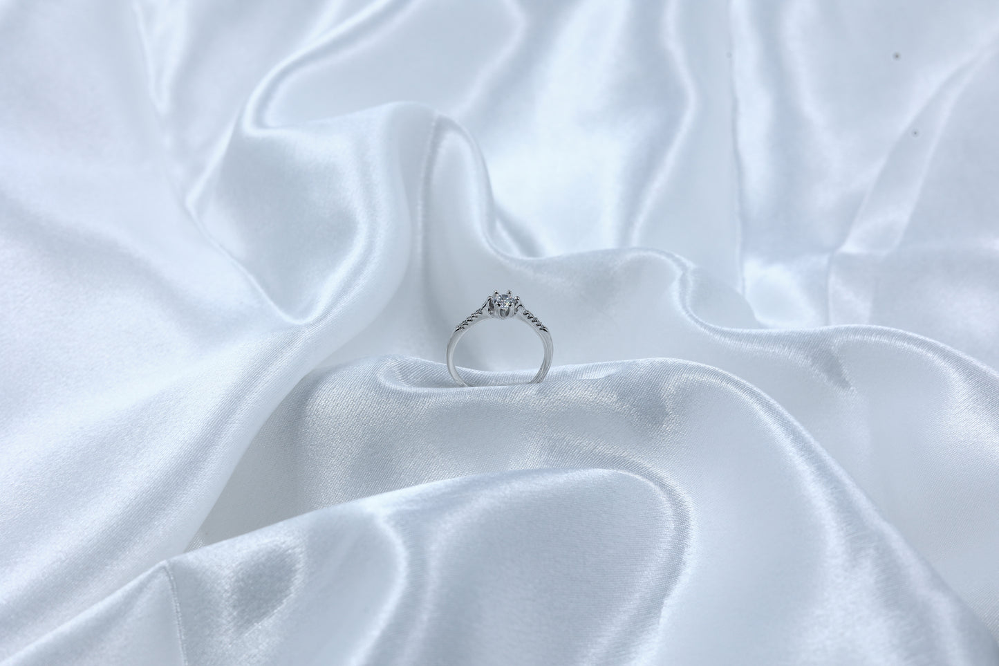 925 Silver Adjustable Solitaire Crystal Ring