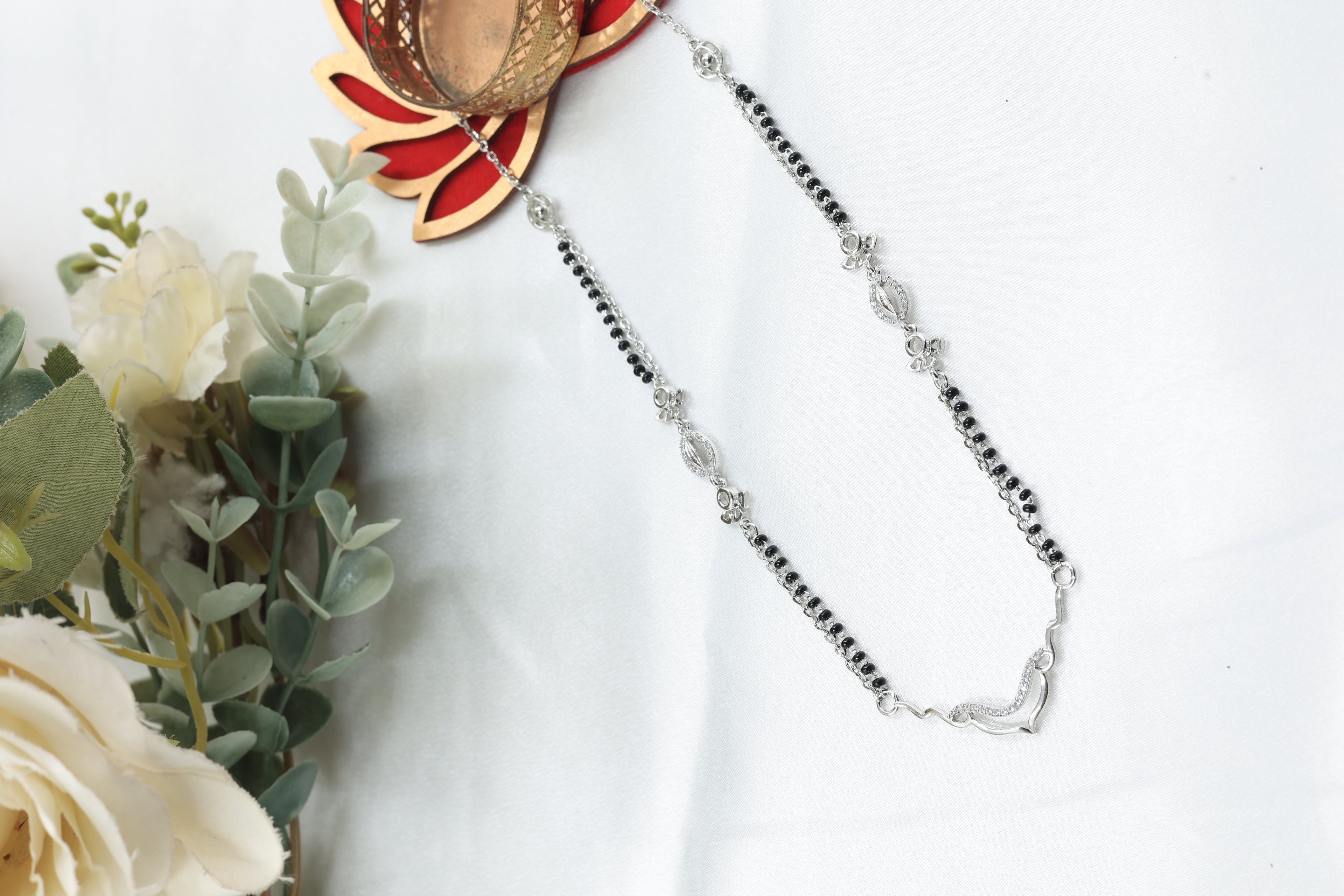 Classic Silver Mangalsutra Chain for Women | 925 Hallmarked Silver Black Beads