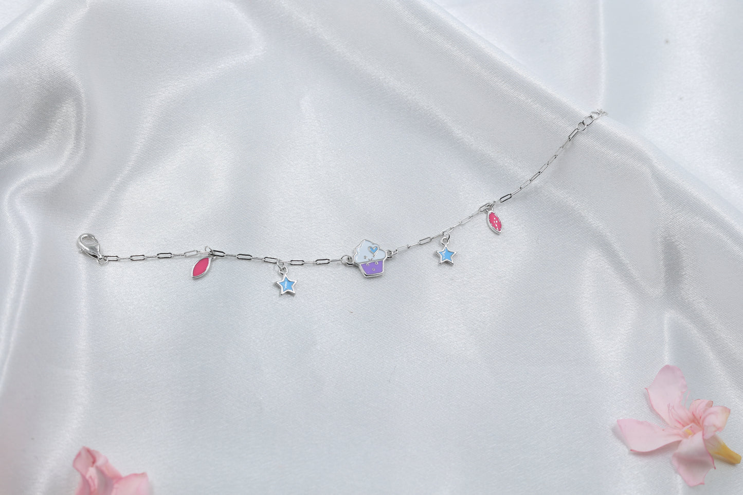 Cute Cupcake Kids Bracelet | 925 Hallmarked Silver Chain