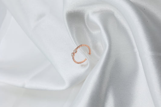 Silver 925 Adjustable Rose Gold Ring | Twin Stone Minimal Design