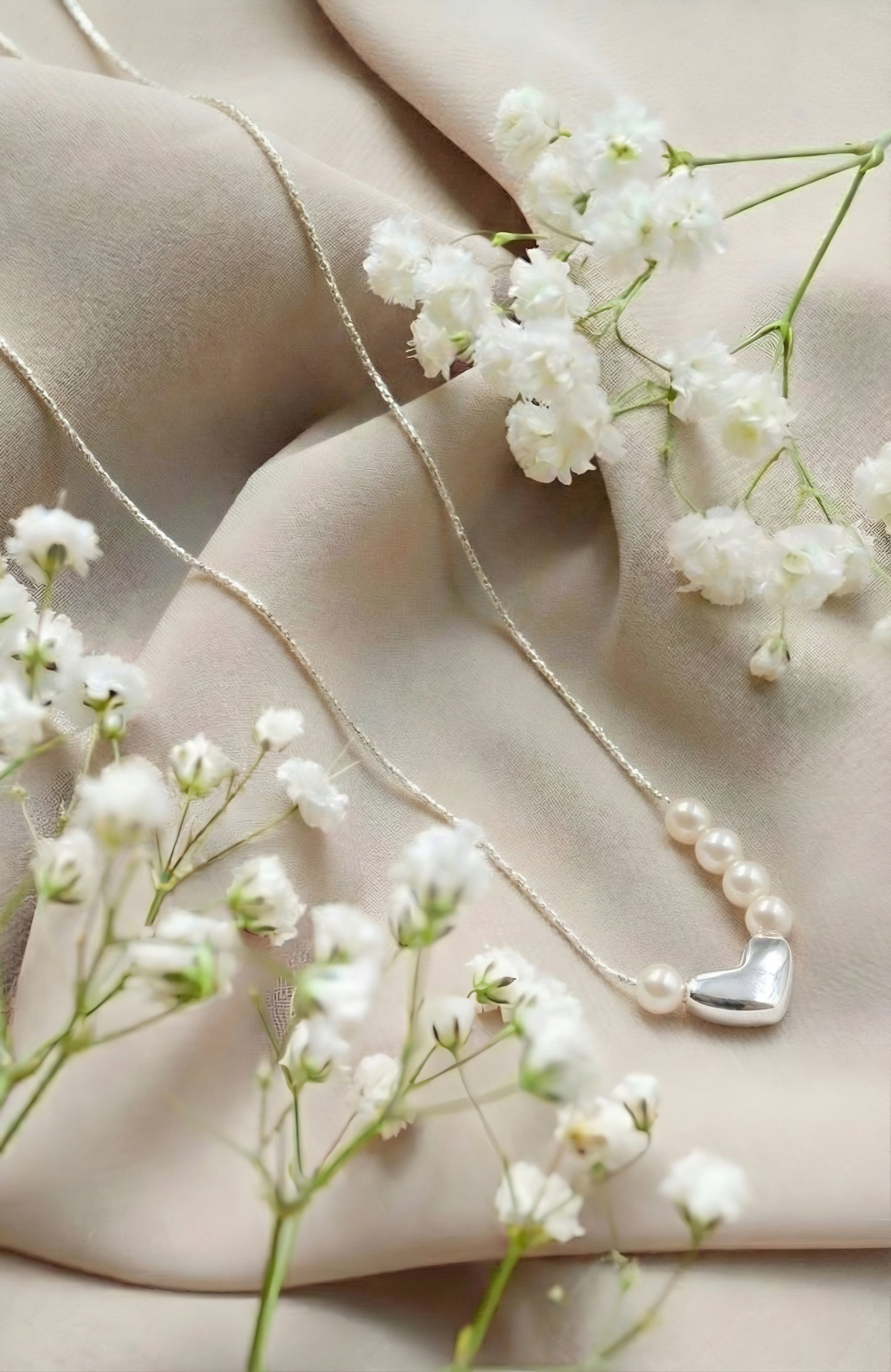 Heart Pearl Silver Pendant Necklace | 925 Hallmarked Sterling Silver Chain