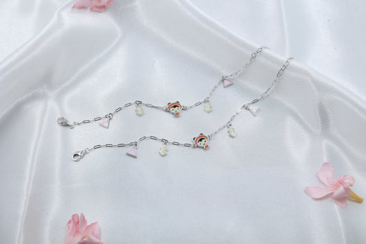 Kids Cute Charm Silver Anklet| 925 Hallmarked Sterling Silver