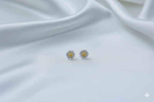 Daisy Bloom Silver Stud Earrings | 925 Silver Hallmark Jewellery
