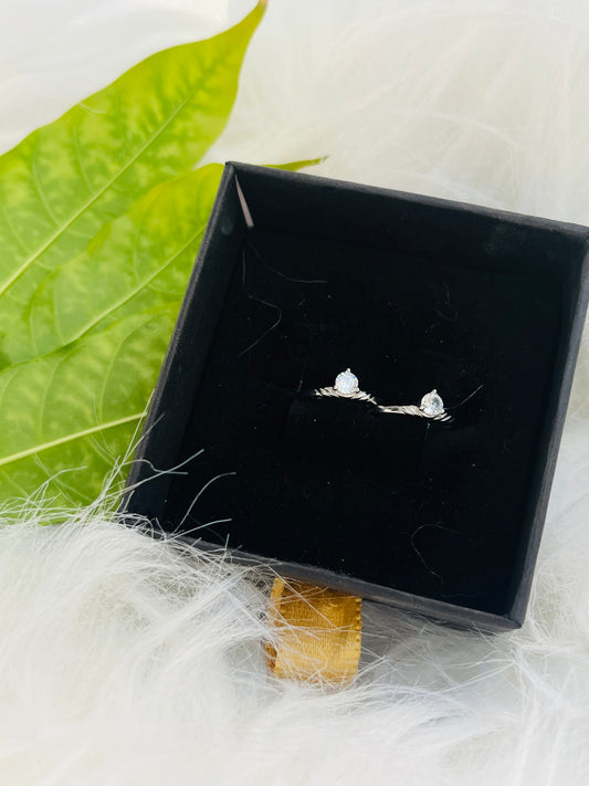 Classic White Stone Silver Toe Ring | 925 Silver Hallmarked Adjustable Bichhiya